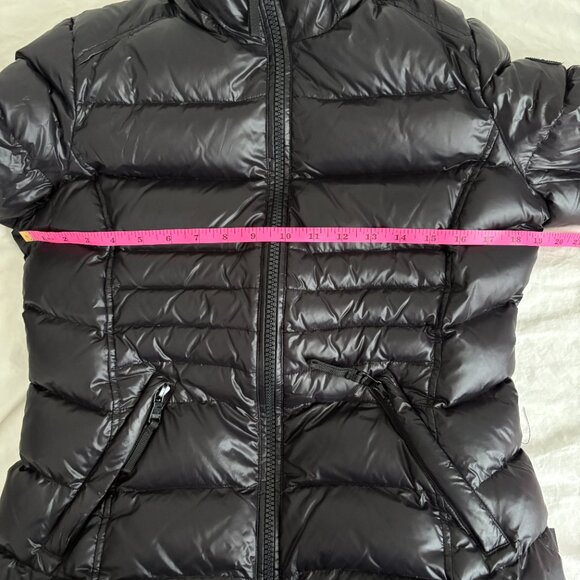 Andrew Marc Down Jacket Black Shiny Moto Zippers Puffer 650 Fill Size Small - Picture 8 of 13